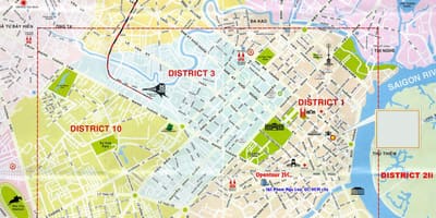 पर्यटन मानचित्र हो ची मिन्ह सिटी के district 1